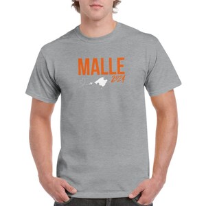 Malle 2024 T-Shirt Unisex Mallorca Urlaub Tshirt Sports Grey