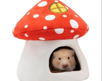 House for Hamsters, Guinea Pigs, Ferrets, Hedgehogs, Rats, Warm Hamster Cage, Accessories, Creative Mushroom Shape House, Small Animal House