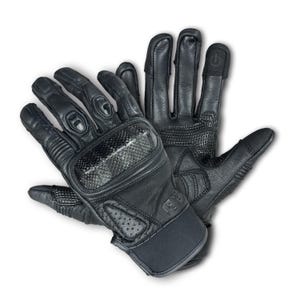 Men&#39;s Leather Motorcycle Gloves: Carbon Knuckle, Touchscreen, Anti-Slip