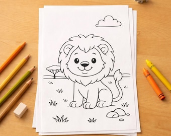 Lion Coloring Pages 10 Pages Safari Animal Printable PDF