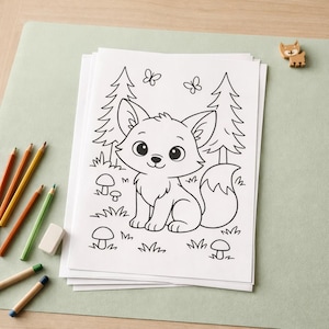 Fuchs Malseiten 10 Seite Wald Tiere Printable PDF Aktivität