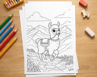 Llama Coloring Pages 10 Printable PDF A4 Mountain Animal Activity Pack