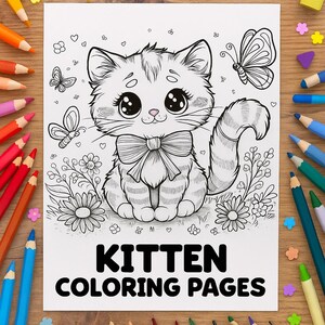 Kitten Coloring Pages - 14 Printable Sweet Kitten Designs - DIY Coloring Pages | Cat Lover Gift & Pet Activity