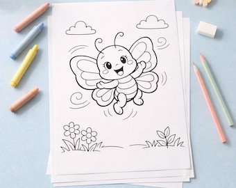 Butterfly Coloring Pages 10 Pages PDF for Preschool Nature Activity