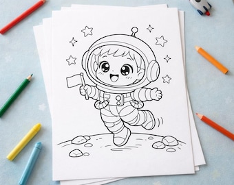 Astronaut Coloring Pages 10 Pages Space Adventure Activity Book for Kids Printable PDF
