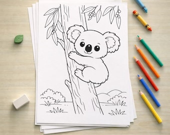 Koala Coloring Pages 10 Pack Forest Animal Activity Sheets for Kids Printable PDF