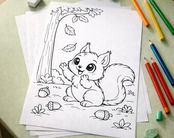 Squirrel Coloring Pages 10 Page Printable Forest Squirrel Activity Sheets