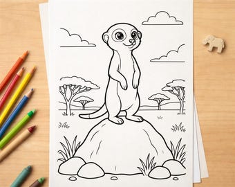 Meerkat Coloring Pages Bundle 10 Pages Printable PDF A4 Safari Animal Activity