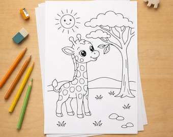 Giraffe Coloring Pages 10 Pages PDF for Preschool Kids