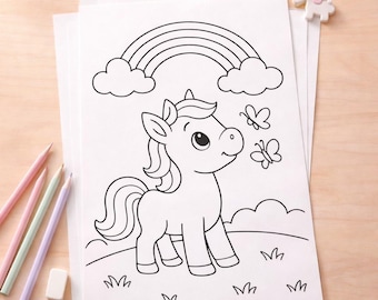 Pony Coloring Pages 10 Pages Printable PDF for Preschool