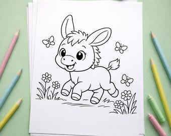 Donkey Coloring Pages 10 Page Farm Animal Printable PDF for Preschool