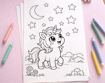 Unicorn Coloring Pages 10 Pages Magical Pony Scenes PDF Printable