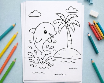 Dolphin Coloring Pages 10 Page Ocean Activity PDF for Kids