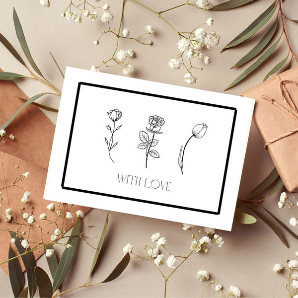 Printable Floral Gift card, Floral gift card, simple florals, simple gift card