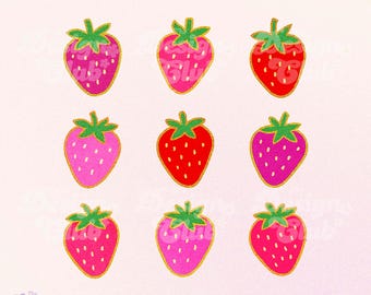 Summer Sweet Strawberry PNG, Strawberry Coquette PNG, Summer Retro Berry, Strawberry Festival, Aesthetic Trendy Glitter Fruit Design