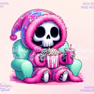 True Crimes and Chill PNG, True Crime Junkie Clipart, Snarky Grim Reaper, Murder Shows and Comfy Clothes, Trendy Cute Halloween Sublimation