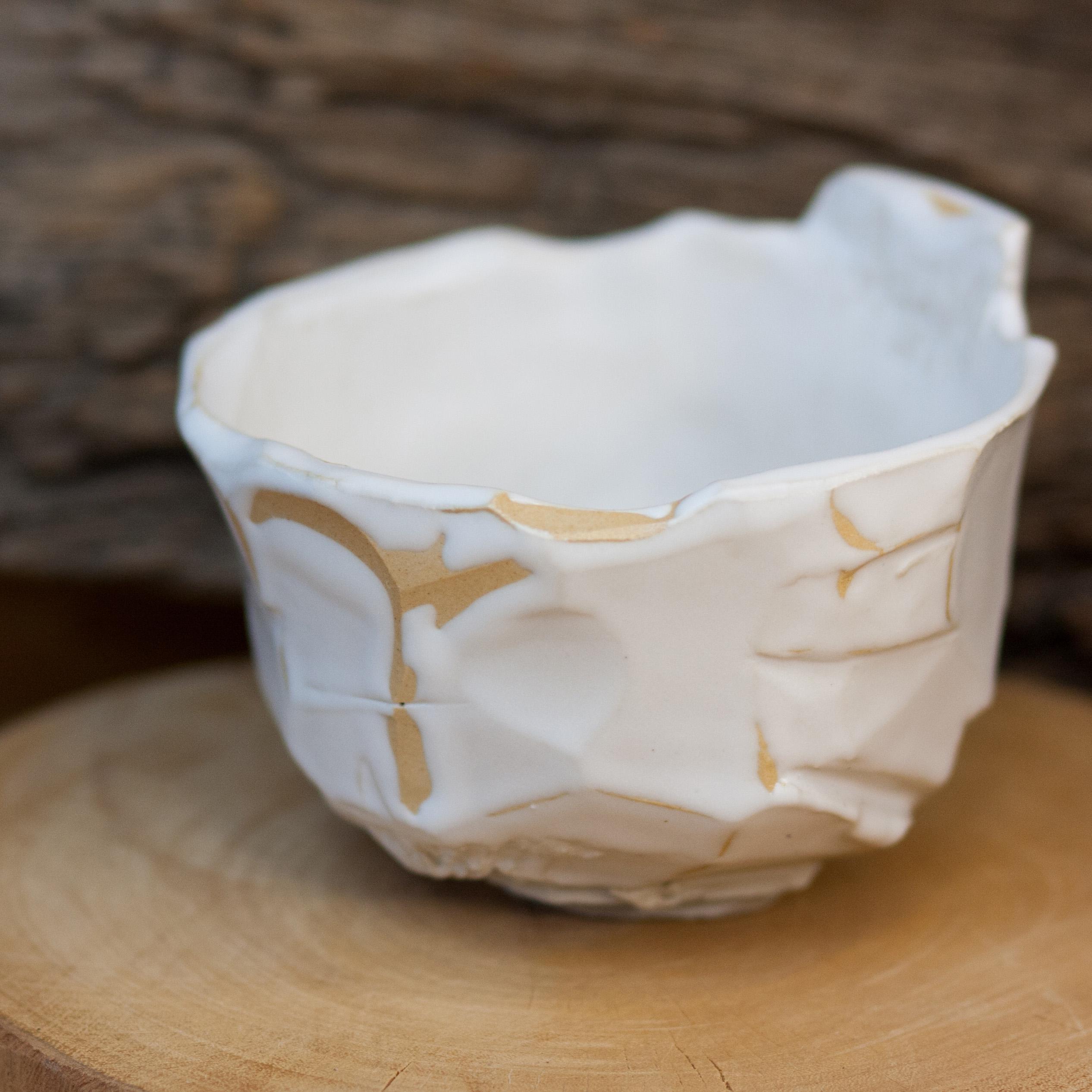 Cuenco de té Wabi-Sabi hecho a mano Cerámica blanca