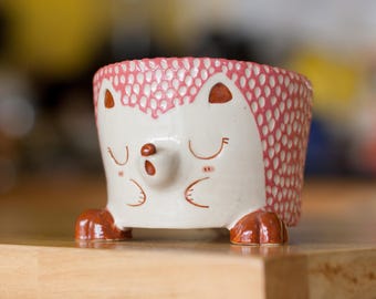 Handmade Hedgehog Ceramic Cup–Cute Matcha & Coffee Bowl,Chawan,handmade cup,cute pottery,animal lover,kawaii pottery,unique pottery