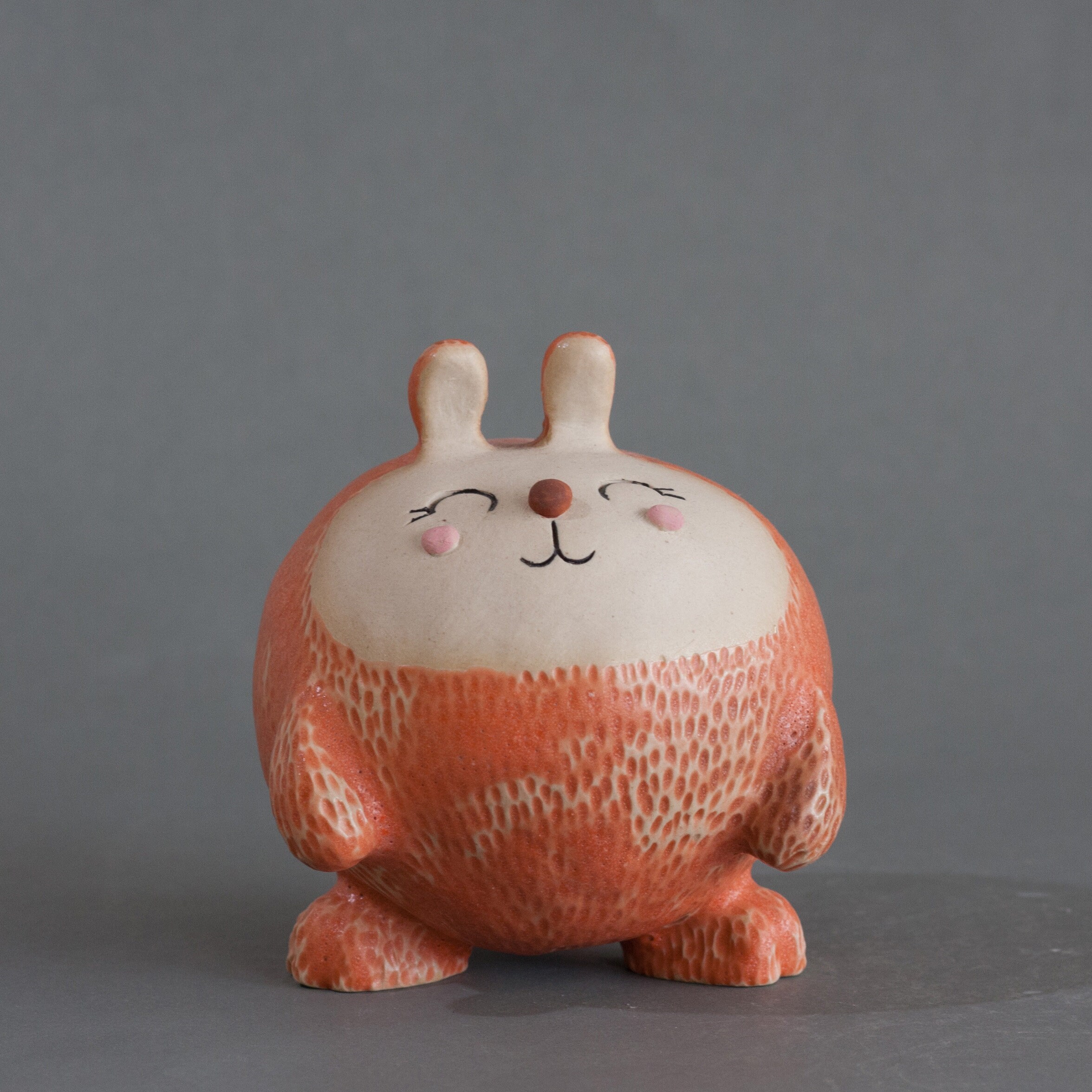 Ceramic Rabbit Sculpture, Handmade Rabbit Figurine,ceramic Bunny,orange ...