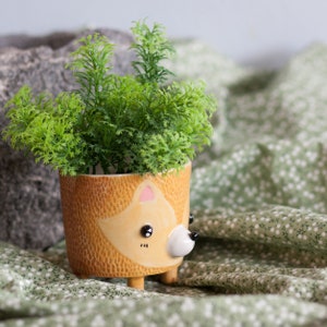 Fox plant pot,pottery,cactus pot,cute cony pot,Animal plant pot,animal cute,cute plant pot,Handmade Ceramic Fox Plant Pot