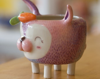 Space Bunny plant pot,pottery,cactus pot,cute cony pot,Animal plant pot,animal cute,cute plant pot,Rabbit pot,Hare,Rabbit,Cony