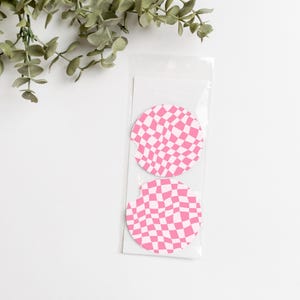 Pink Checkered Patterned Car Coasters | Set of 2 Neoprene Car Cup Holder Coasters | Fun Car Decor | Gift for Her