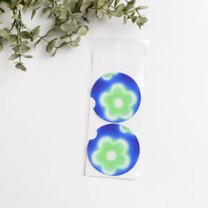 Sottobicchieri per auto Flower Aura / Set di 2 sottobicchieri in neoprene per portabicchieri per auto / Decorazioni divertenti per auto / Regalo per lei
