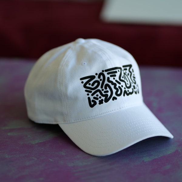 B&W Doodle Hat - White