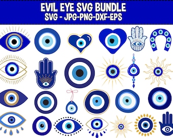 Evil Eye SVG Bundle: Ojo Turco, Hamsa Clipart (Digital Download)
