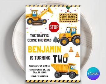 Construction Birthday Invitation: Dump Truck Party Invite (Digital Download)