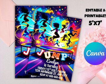 Trampoline Birthday Party Invitation, Kids Jump Party (Digital Download)