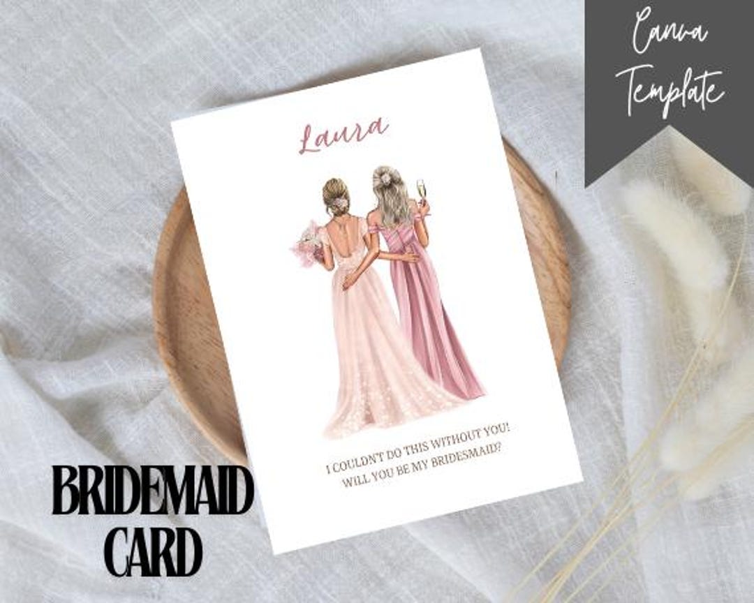 Editable Will You Be My Bridesmaid Card Template, Printable Bridesmaid