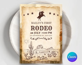 Editable Cowboy Birthday Invitation: Western Rodeo Party (PDF)