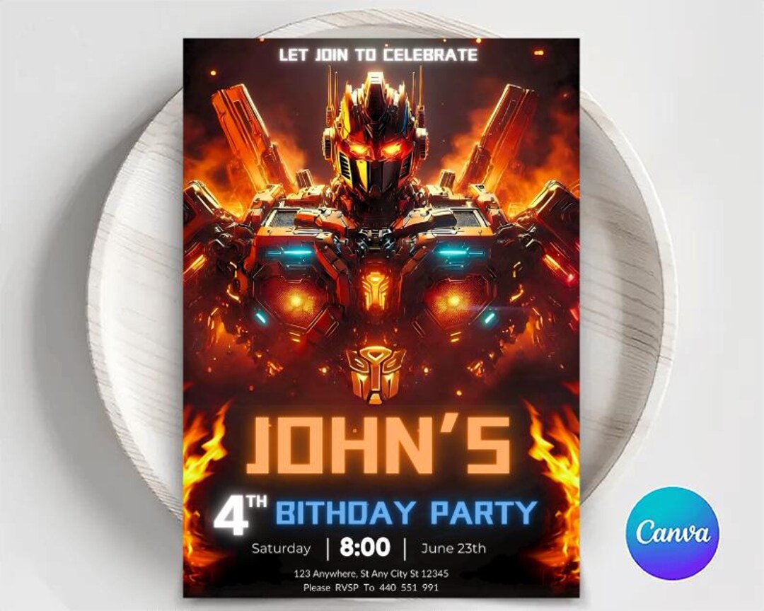 Editable Rescue Bots Birthday Invitation: Transformers Party (digital ...