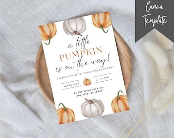 Pumpkin Baby Shower Invitation: Fall Template (Digital Download)