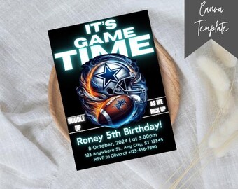 Editable Football Birthday Invite | Sports Theme Canva Template | Printable Digital Download