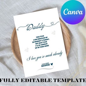 Futur papa cette année, je suis blotti dans le ventre de maman, carte modifiable d'anniversaire de papa, carte de fête des pères, futur papa, cadeau pour lui.