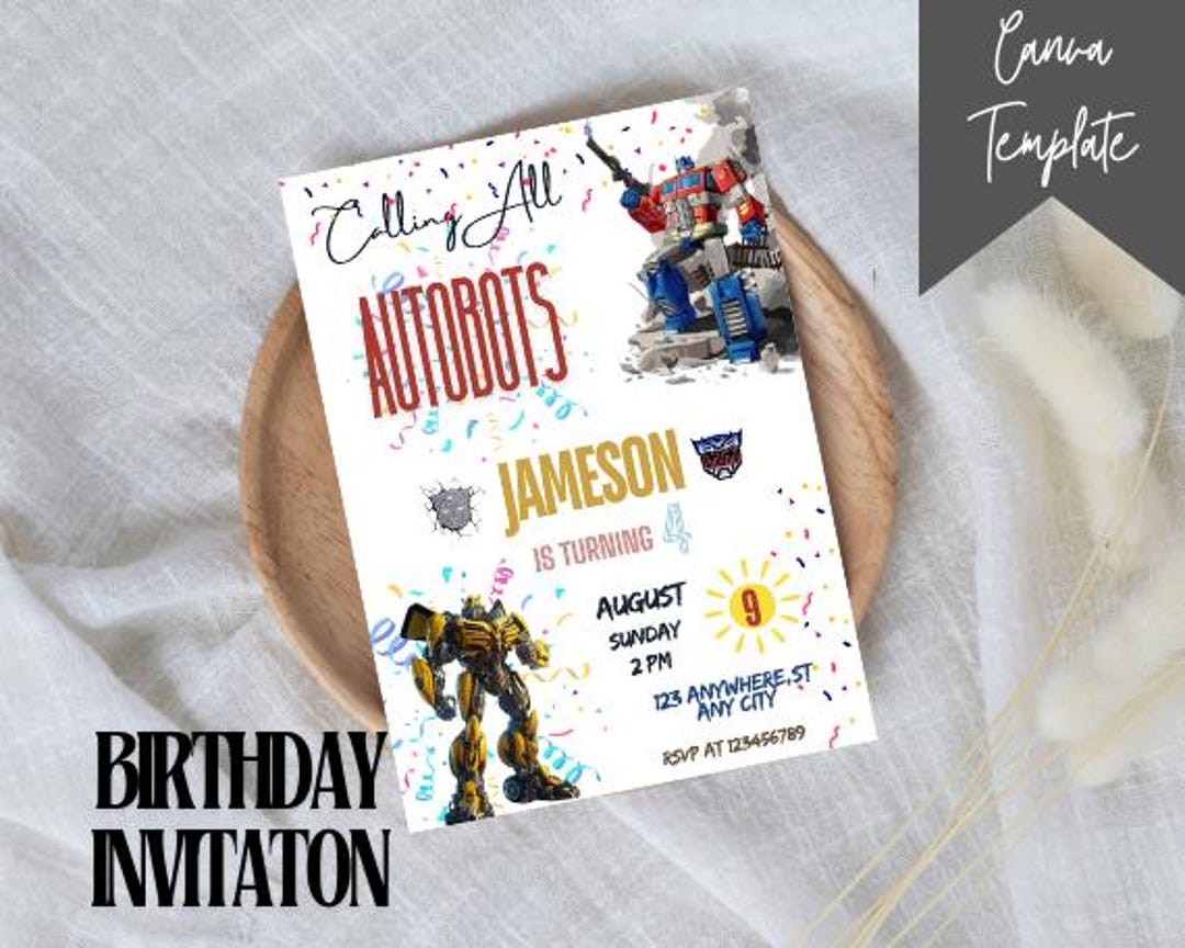 Editable Rescue Bots Birthday Invitation: Autobots Party (digital ...