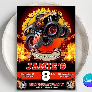 Monster Truck Birthday Invitation: Editable Hot Wheels Template (Digital Download)