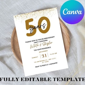 50th Anniversary Invitation, Wedding Anniversary Invitation, Anniversary Party Invitation, Anniversary Invitation Template, Template Digital