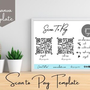 Bearbeitbarer Scan, um QR-Code für kleine Unternehmen zu bezahlen, druckbare Scan-To-Pay-Vorlagenkarte, Paypal-Zahlungszeichencode, QR-Codezeichen-Canva-Vorlage