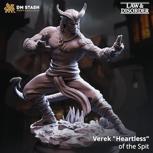 Verek “Heartless” of the Spit – Tiefling Monk | DnD Mini | RPG Figure | 32mm / 75mm Resin Model | Raw, Primed, or Painted