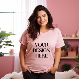 Pink Bella Canvas T-Shirt Mockup: Studio Oversized Fit (JPEG)