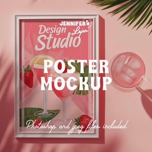 Cocktail Poster Mockup - Digital Artwork Frame, Bar Mockup & Smart Object Template for Easy Customization Perfect for Bachelorette Party