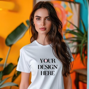 T-shirt Mockup White Tshirt Bella Canvas Shirt Shirt Mockup Model Mockup Summer Beach Bella Canvas 3001 Mockup Retro Mockup Digital Mockup