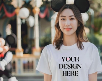 White Shirt Mockup: Minnie Mouse Castle Design (Digital Download)