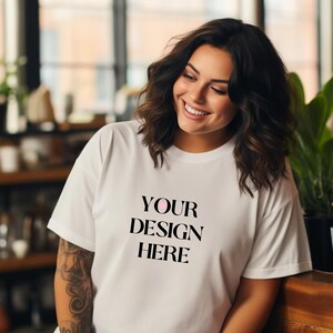 Ivory T-Shirt Mockup Bella Canvas Mockup Shirt Mockups Plus-Size Mockup Studio Mockup Oversized Mockup Diverse Model Tshirt Mockup
