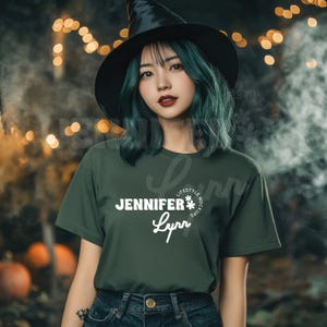 Military Green Shirt Mockup | Halloween Fall Gildan 5000 & Bella Canvas 3001 | Moody Mocks Asian Model