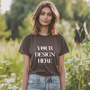 Comfort Colors C1717 Espresso Shirt C1717 Mockup Comfort Colors Mockup Unisex Shirt Mockup Espresso Mockup Model Mockup Brown Shirt Mockup