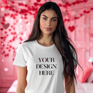 Bella Canvas 3001 Mockup: White Shirt, Diverse Model (JPEG Digital Download)